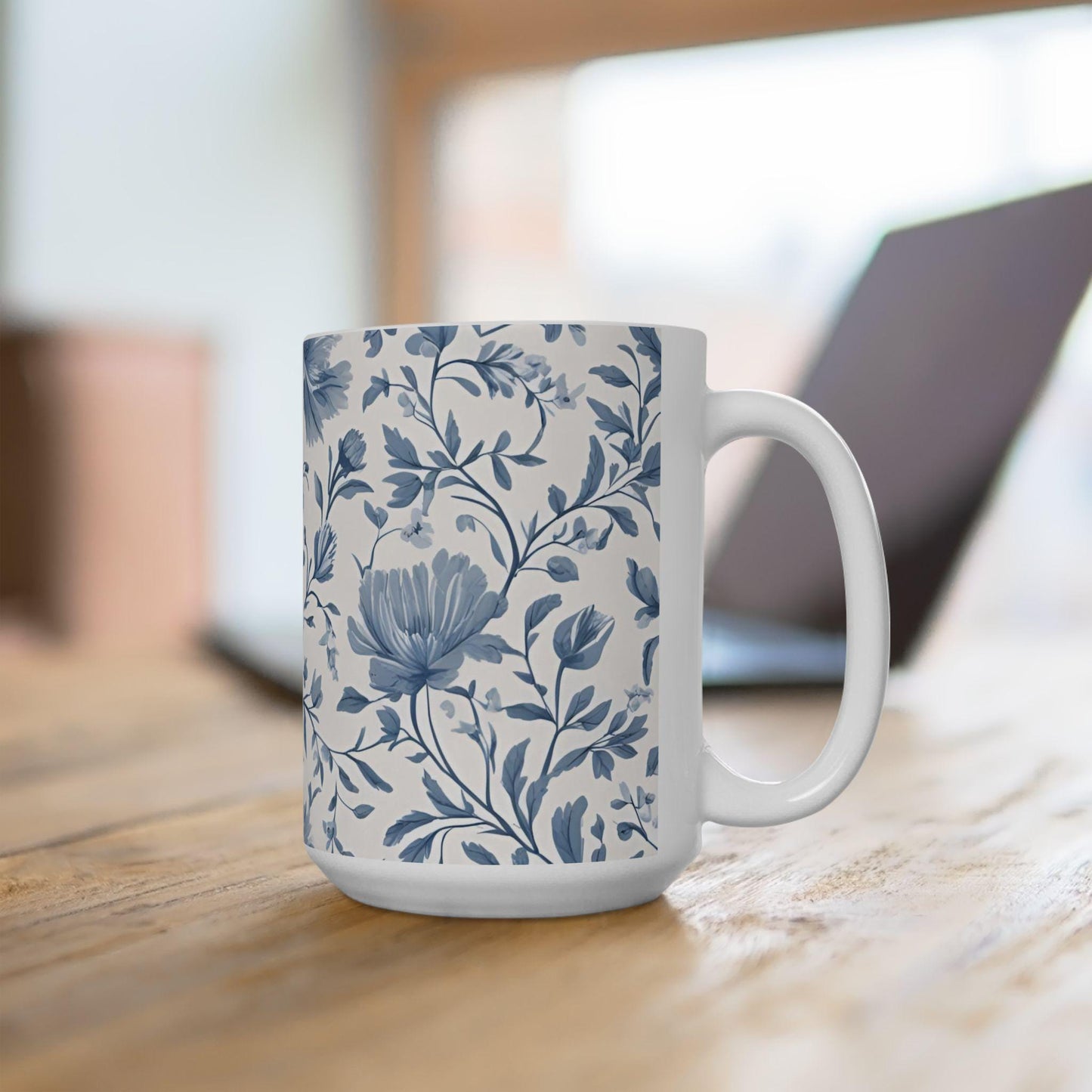 French Toile D Jouy Floral Ceramic Mug