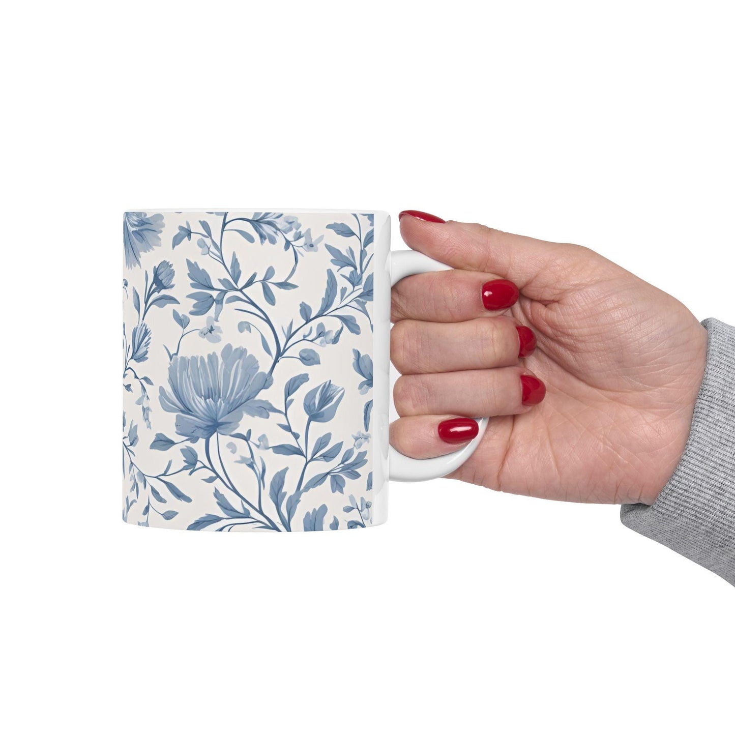 French Toile D Jouy Floral Ceramic Mug