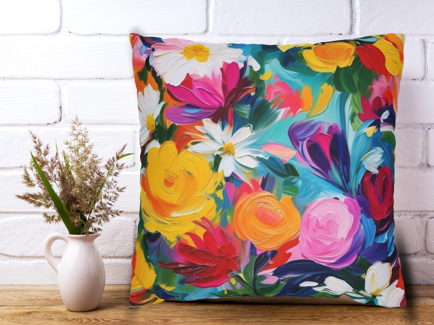 Watercolor Floral Throw Pillow