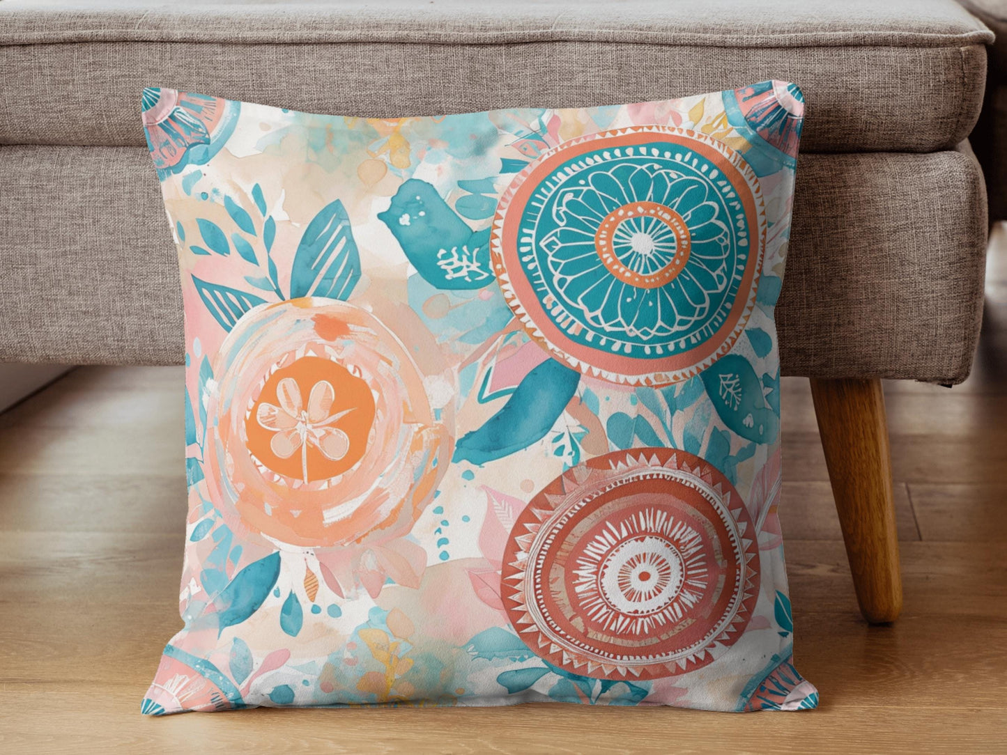 Coastal Abstract Art Throw Pillow