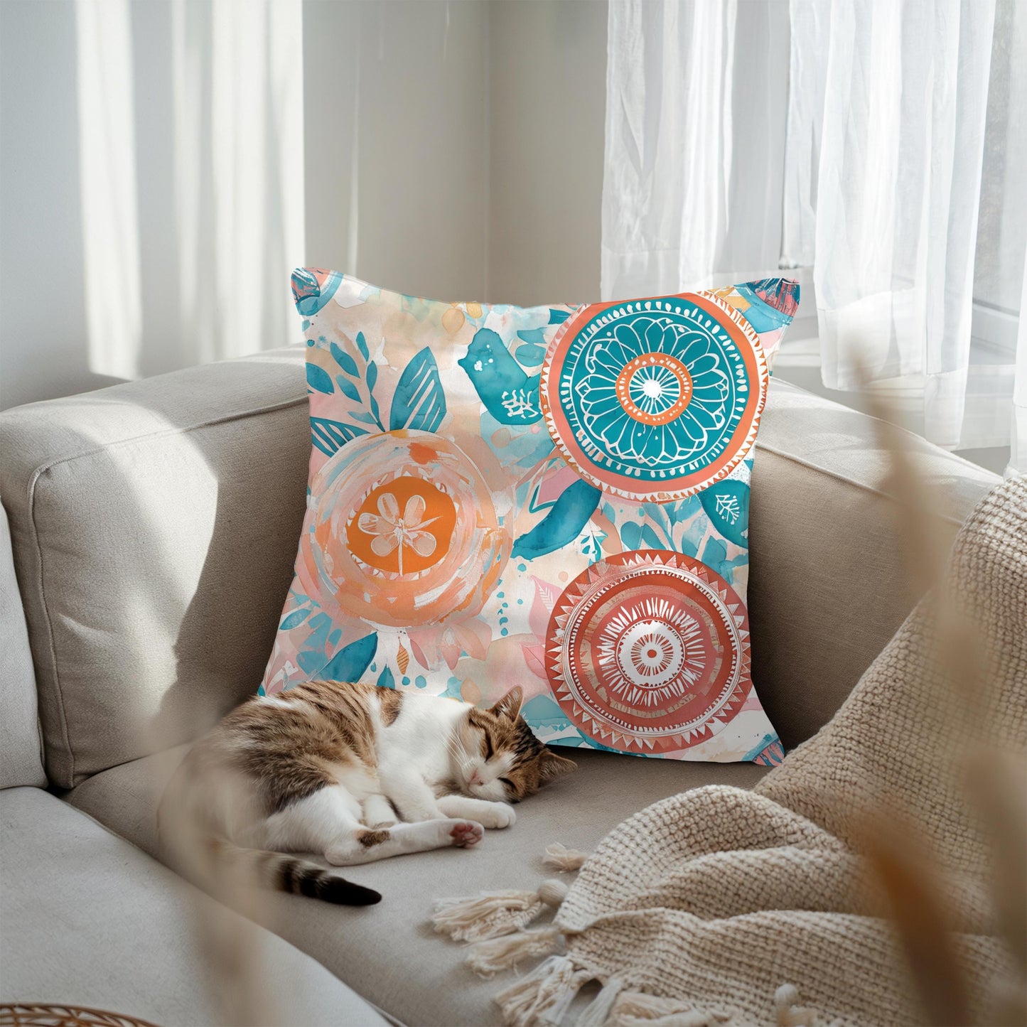 Coastal Abstract Art Throw Pillow