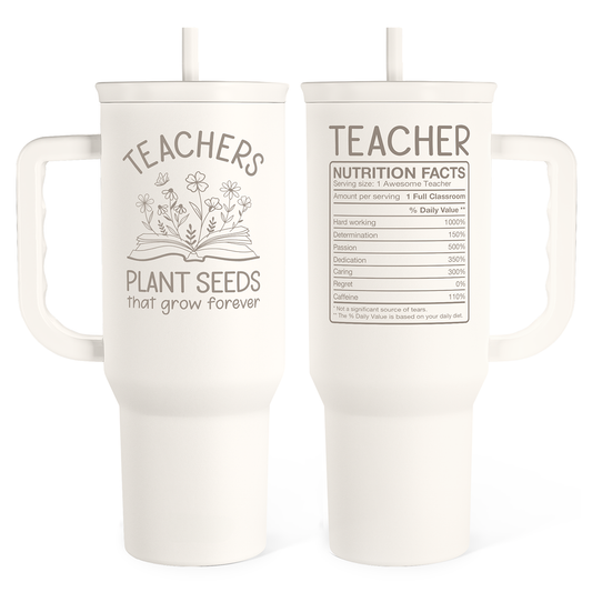 White Teacher Slidemate | Slider Tumbler with Handle 40oz