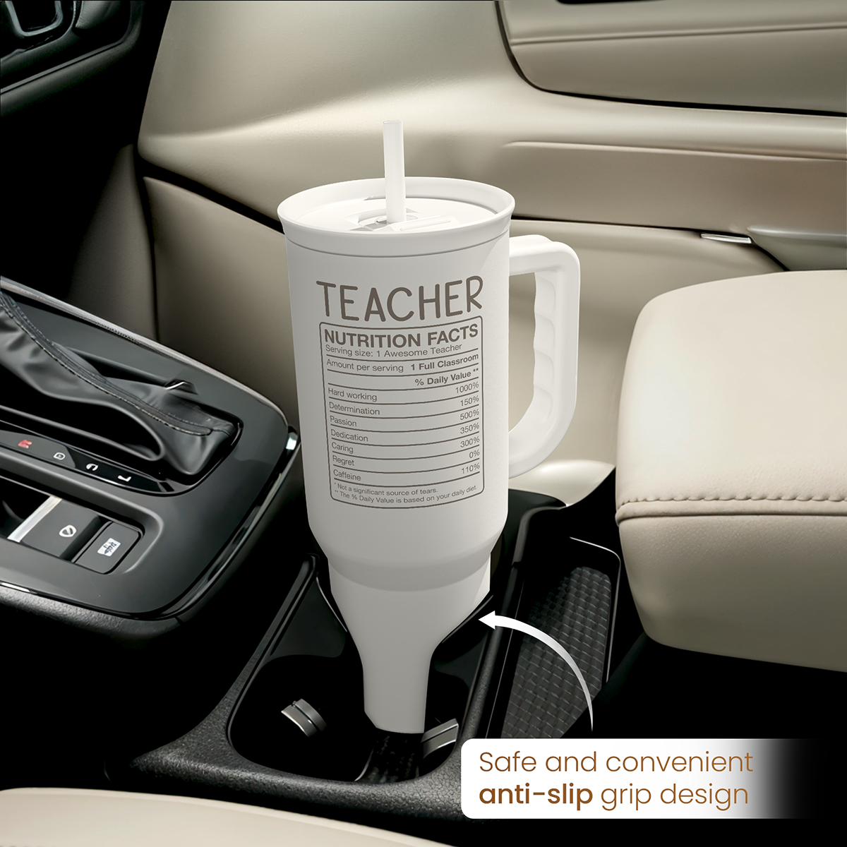White Teacher Slidemate | Slider Tumbler with Handle 40oz