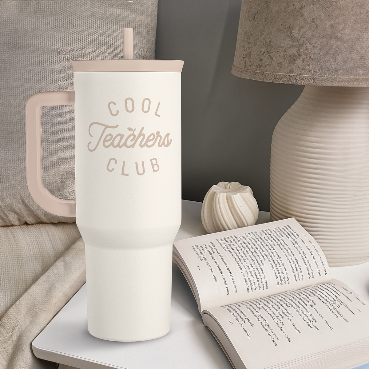White Teacher Slidemate | Slider Tumbler with Handle 40oz