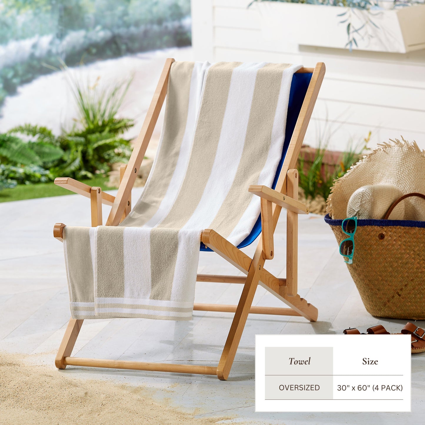 4 Pack Striped Cabana Beach Towel - Edgartown Collection