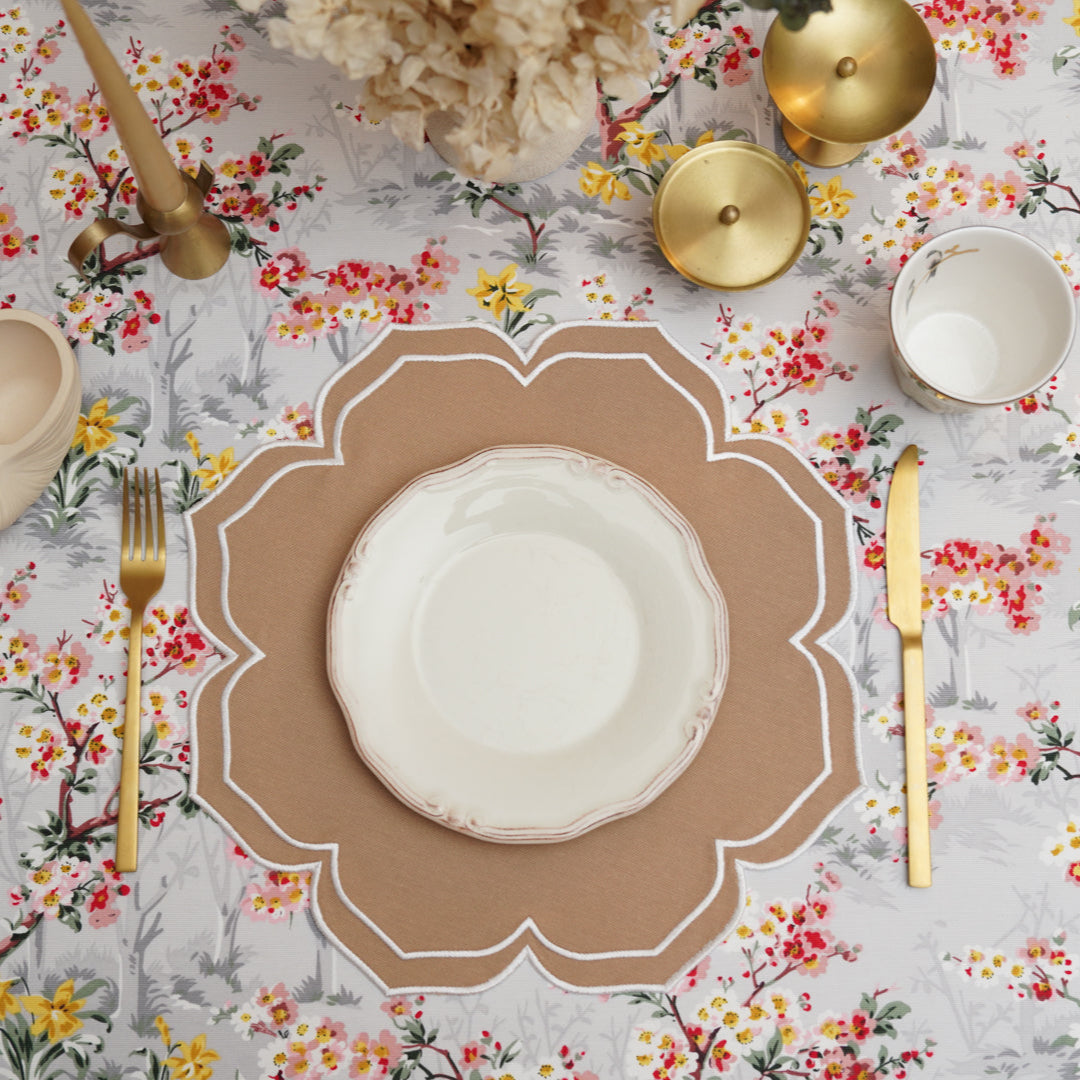 LUMERA BEIGE WAVY EDGE FABRIC PLACEMAT (Set Of 4)