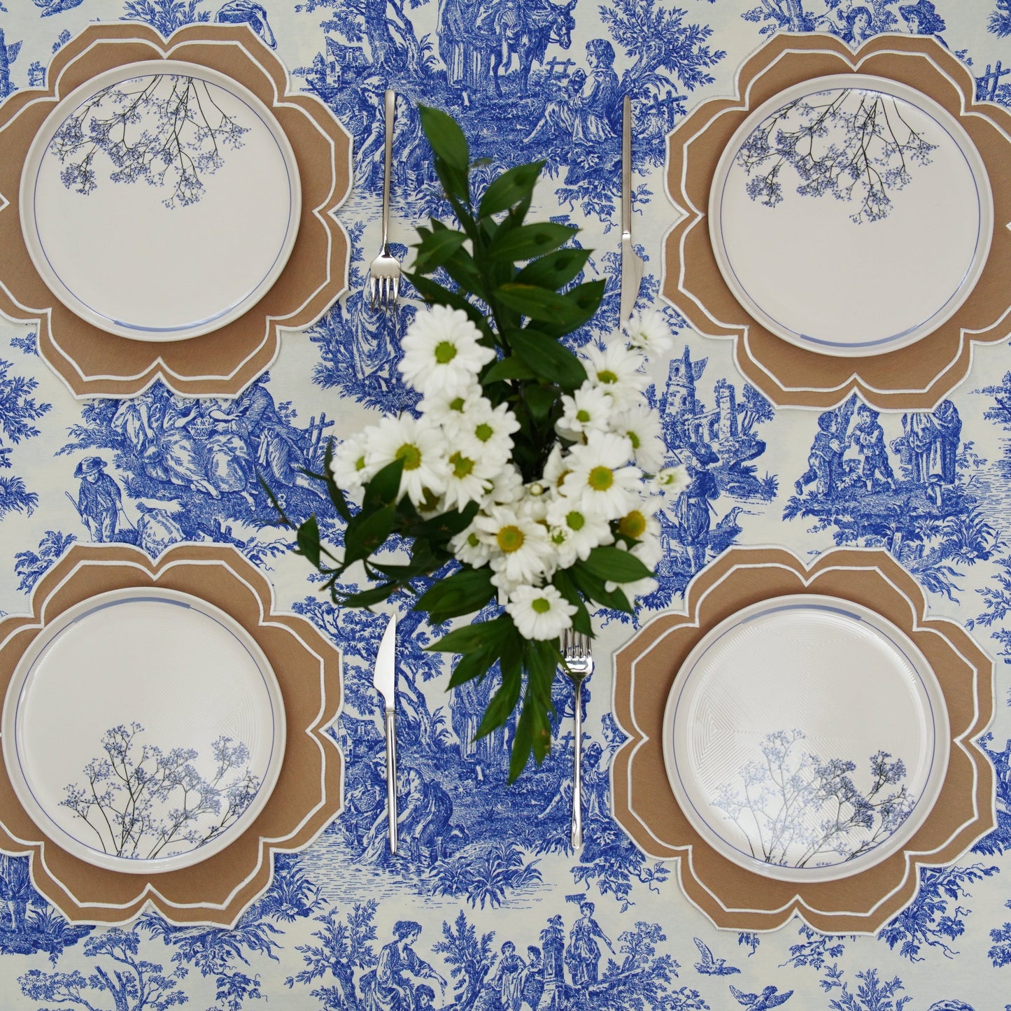 LUMERA BEIGE WAVY EDGE FABRIC PLACEMAT (Set Of 4)
