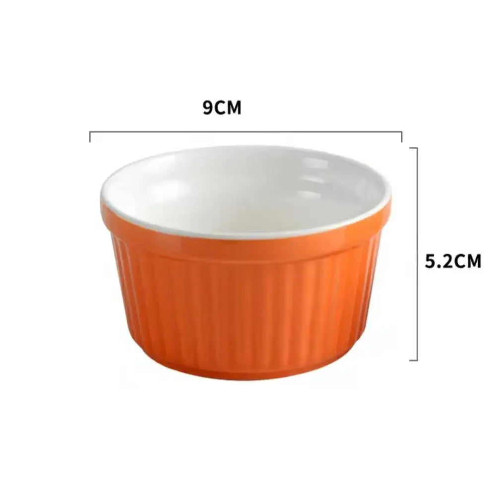 Ribbed colorful ceramic baking bowl kitchen dessert ramekin set