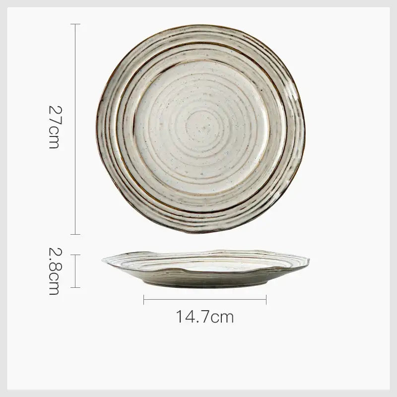 Rustic grayish white ceramic dish bowl set dining room dinnerware