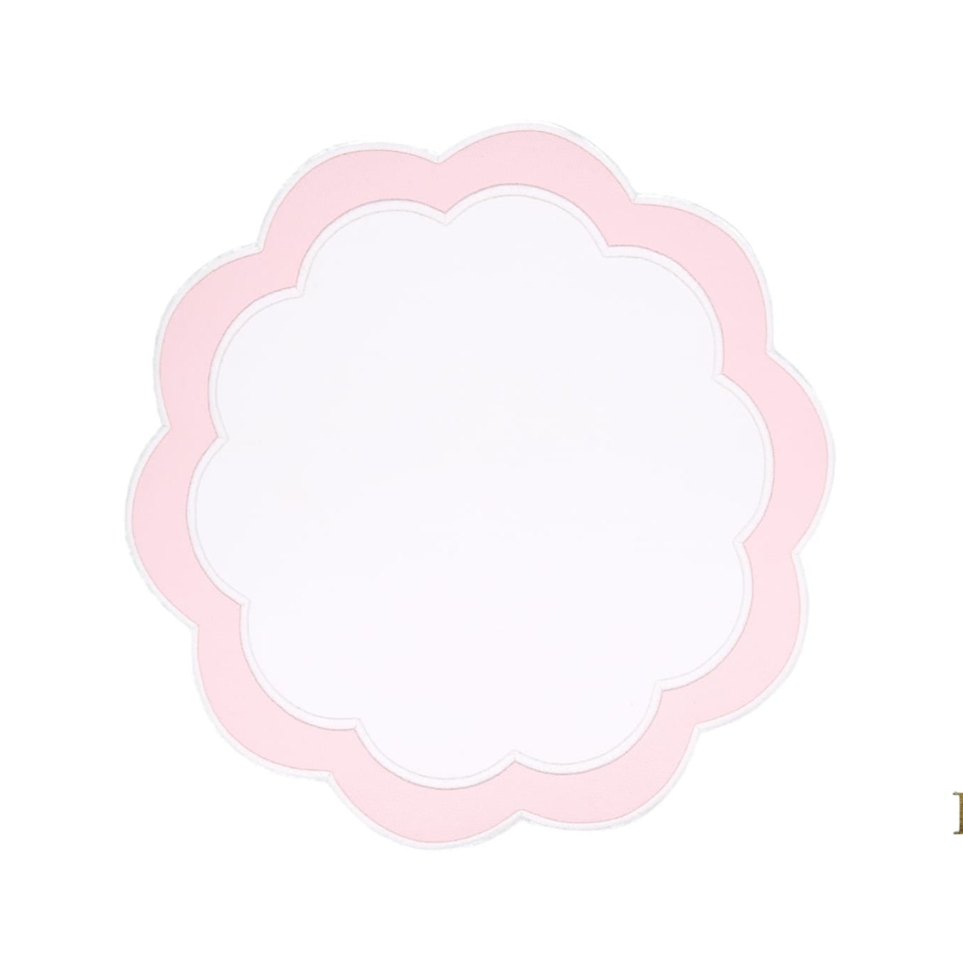 SERENITY WHITE & PINK SCALLOPED FAUX LEATHER PLACEMAT