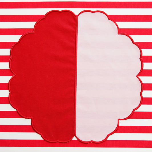 DUALITY PINK RED SCALLOPED FABRIC PLACEMAT