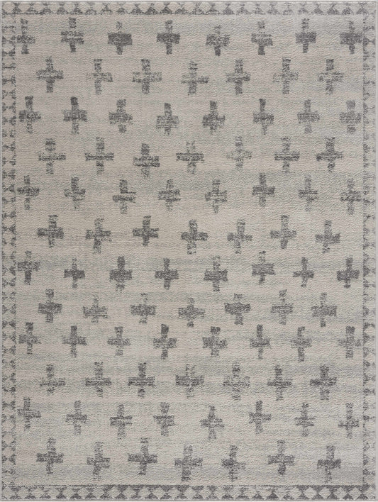 Tigris Swiss Cross Ivory&Gray Area Rug - Clearance