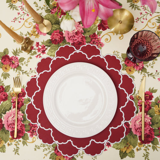 TIMELESS RED SCALLOPED FAUX LEATHER PLACEMAT