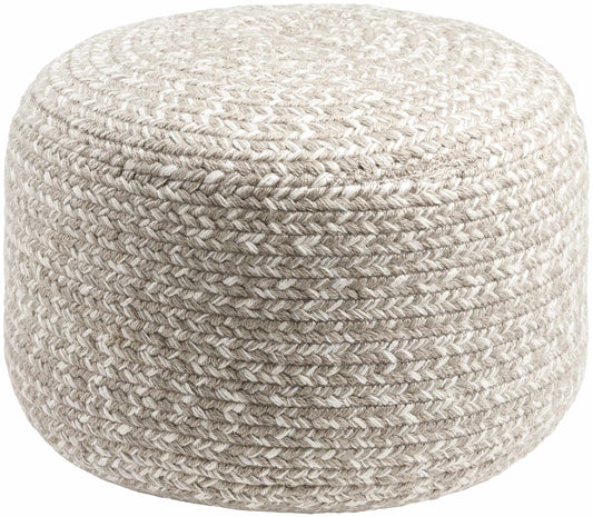 Tonanitla Natural Fiber Light Gray Knitted Outdoor Pouf