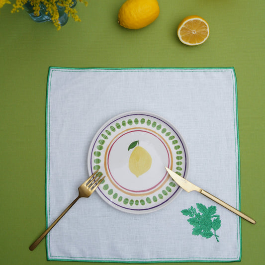 WHITE LEAF SQUARE LINEN PLACEMAT (Set Of 4)