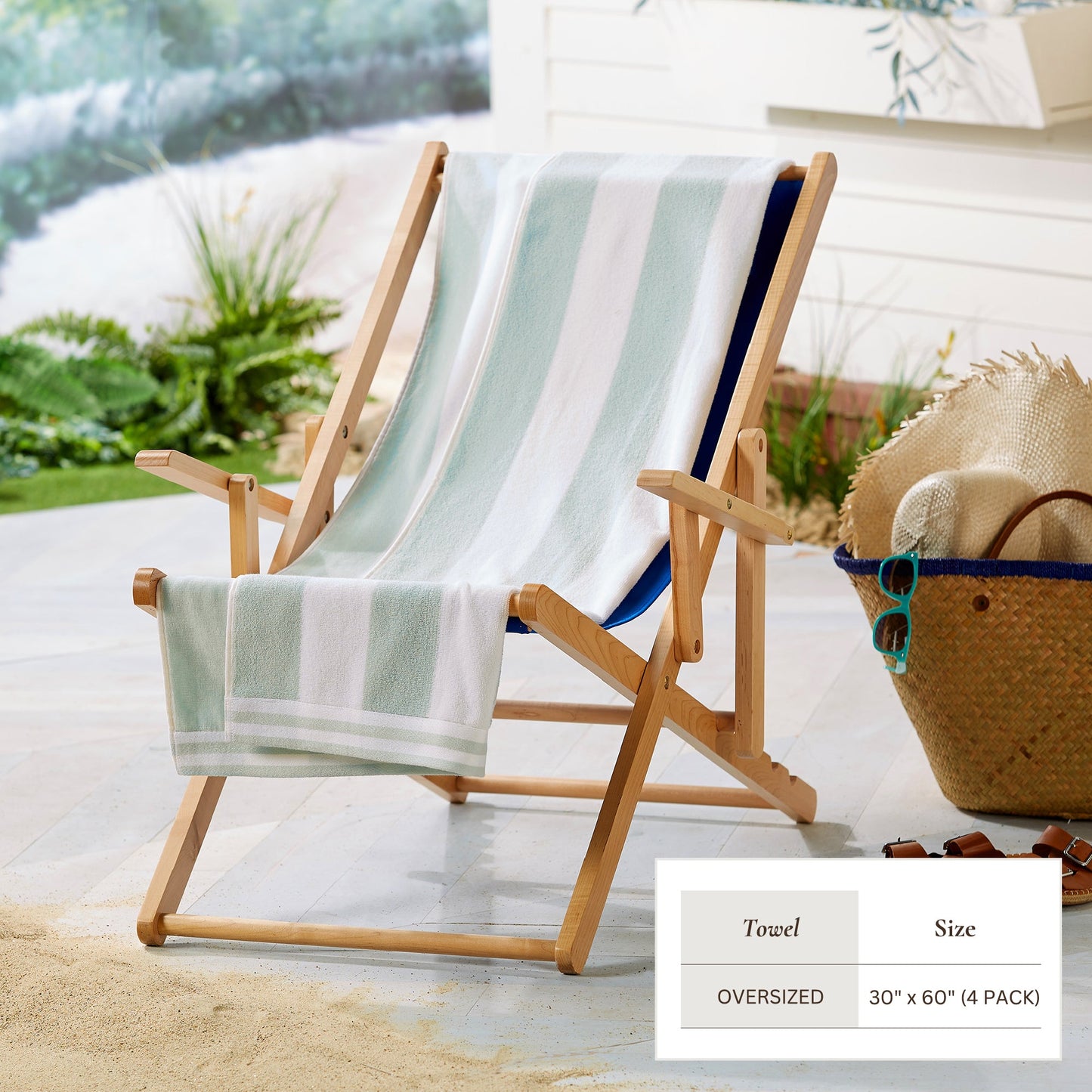 4 Pack Striped Cabana Beach Towel - Edgartown Collection
