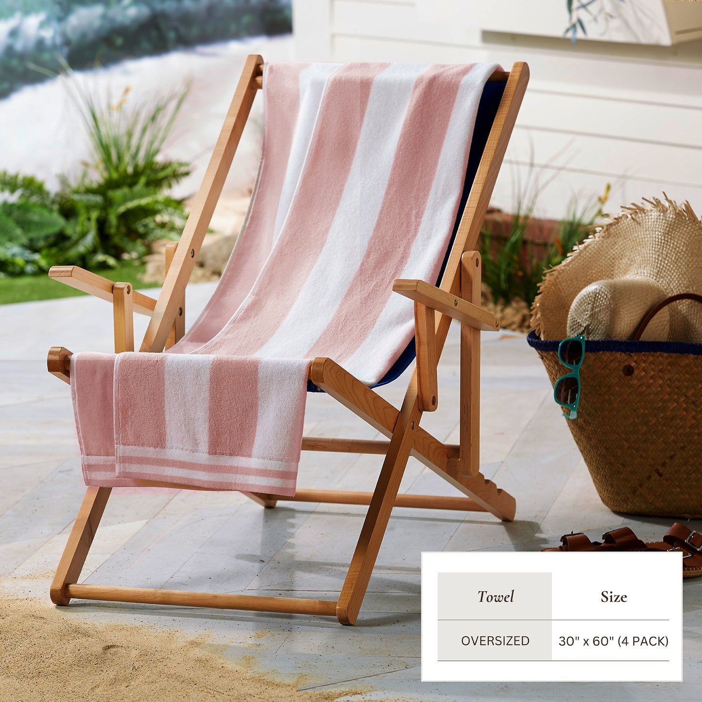 4 Pack Striped Cabana Beach Towel - Edgartown Collection