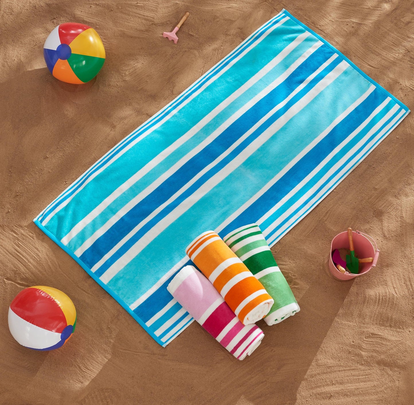 Cotton Velour Cabana Stripe Beach Towel - Novia Collection