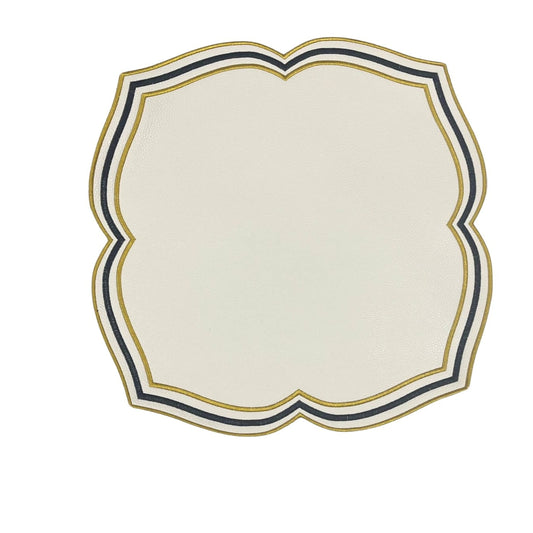 ZEAL WHITE BLACK & GOLD FAUX LEATHER PLACEMAT
